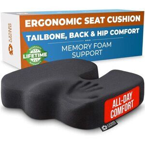Seat Cushion for Office Chairs - Fits 18"x14" Seats, Tailbone, Coccyx Pain